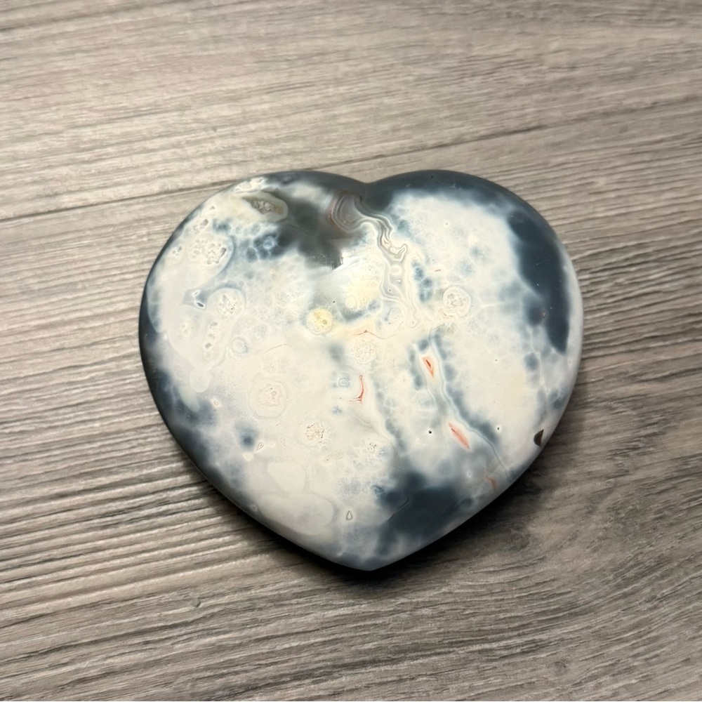 Large Orca Agate Crystal Heart Carving